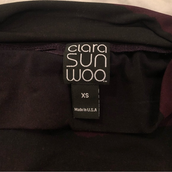 Clara Sun Woo Draped Neck Side Ruched Top - Purple Watercolor size XS - Picture 6 of 9